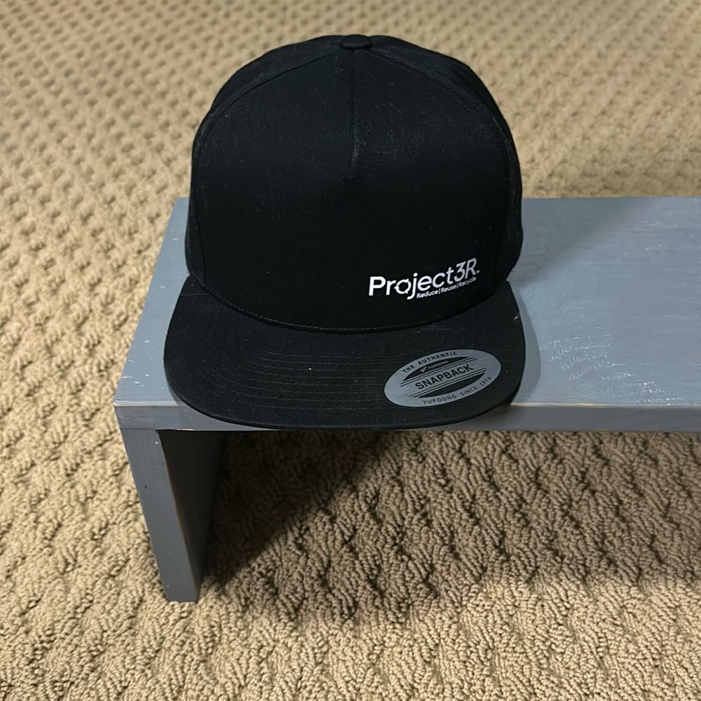 Straight brim black hat